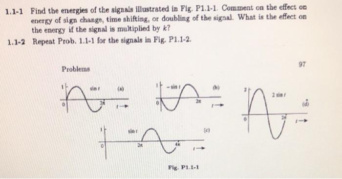 Solved 1.1-1 Find the energies of the signals illustrated in | Chegg.com