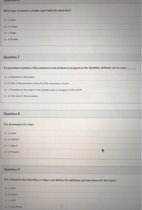 Solved What type of numeric variable type holds the most | Chegg.com