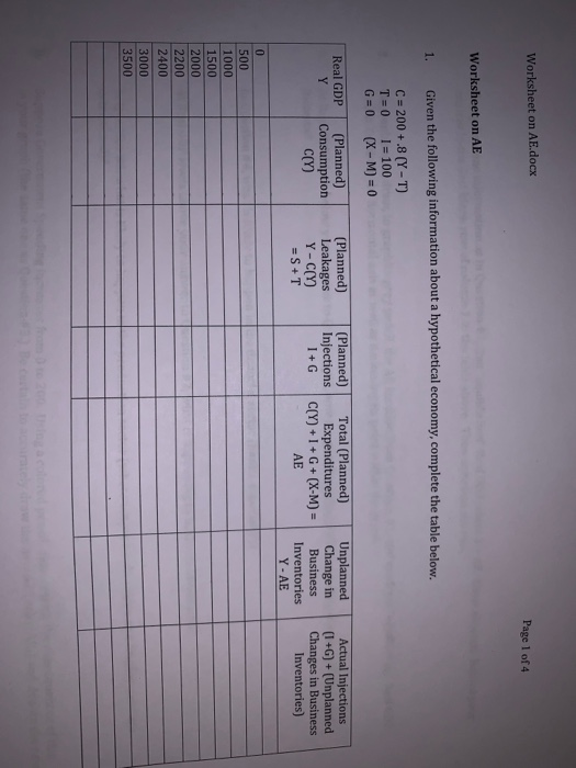Solved Worksheet On Ae Docx Page 1 Of 4 Worksheet On Ae 1 Chegg Com