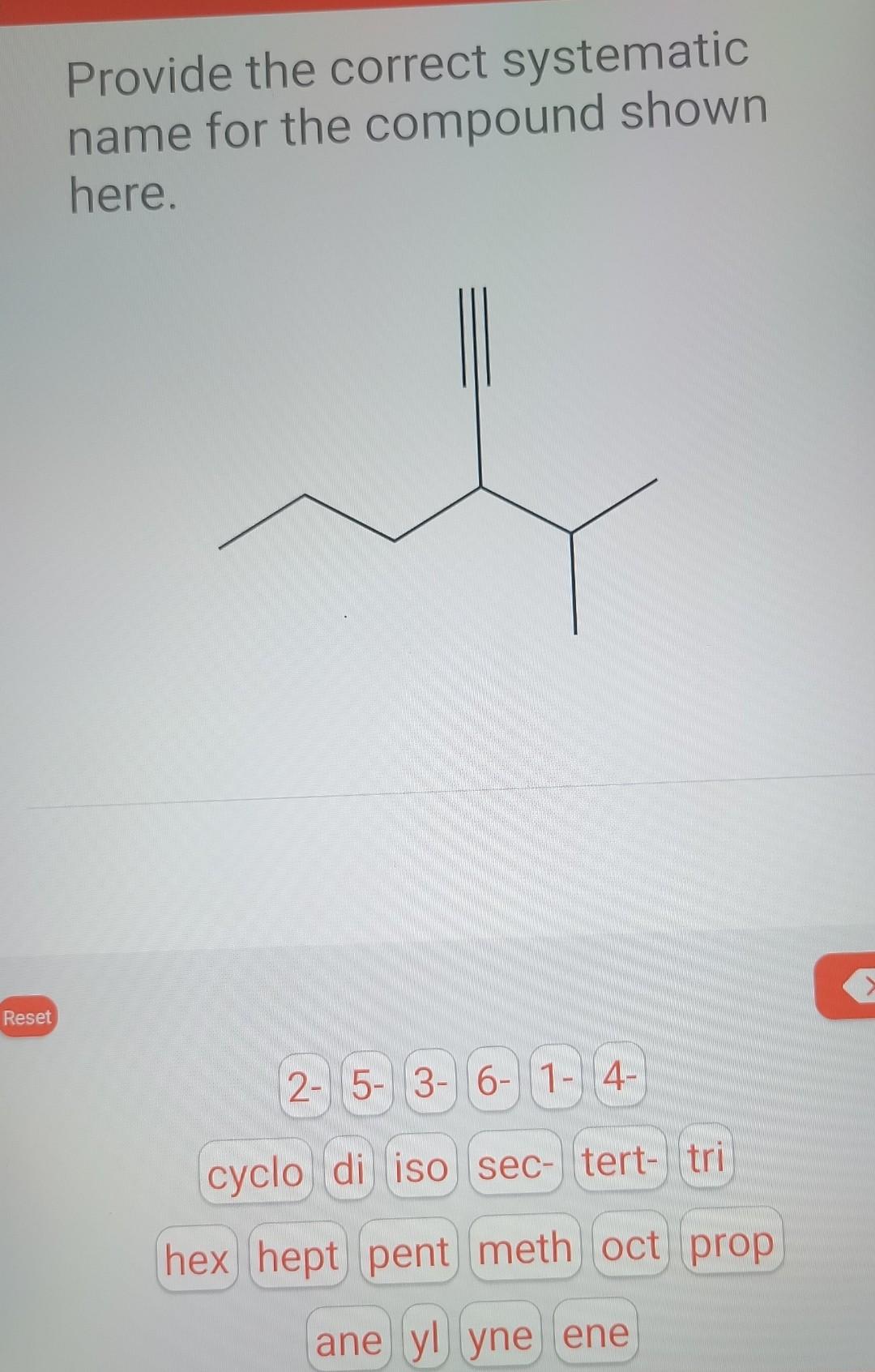 Solved Provide The Correct Systematic Name For The Compound | Chegg.com