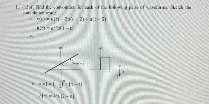 Solved 1. [15pt] Find the convolution for each of the | Chegg.com