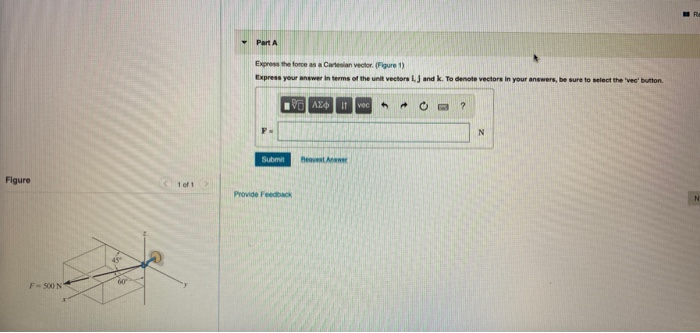 Express The Force As A Cartesian Vector Figure 1
