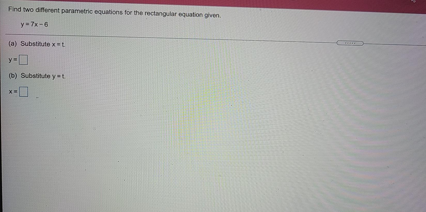 Solved Find two different parametric equations for the | Chegg.com