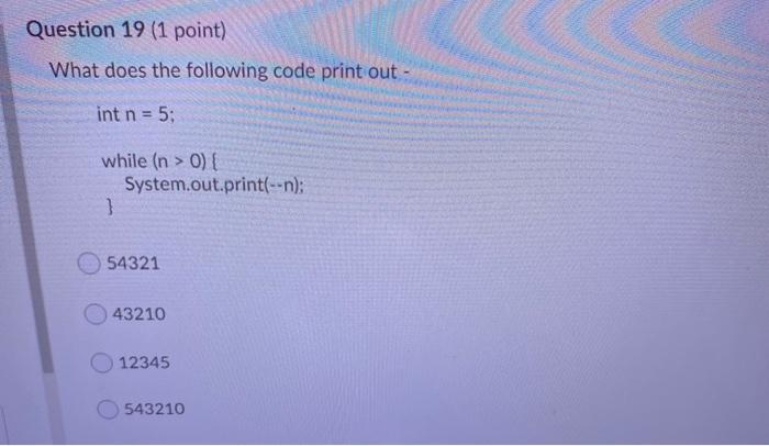 Solved Question 19 (1 point) What does the following code | Chegg.com