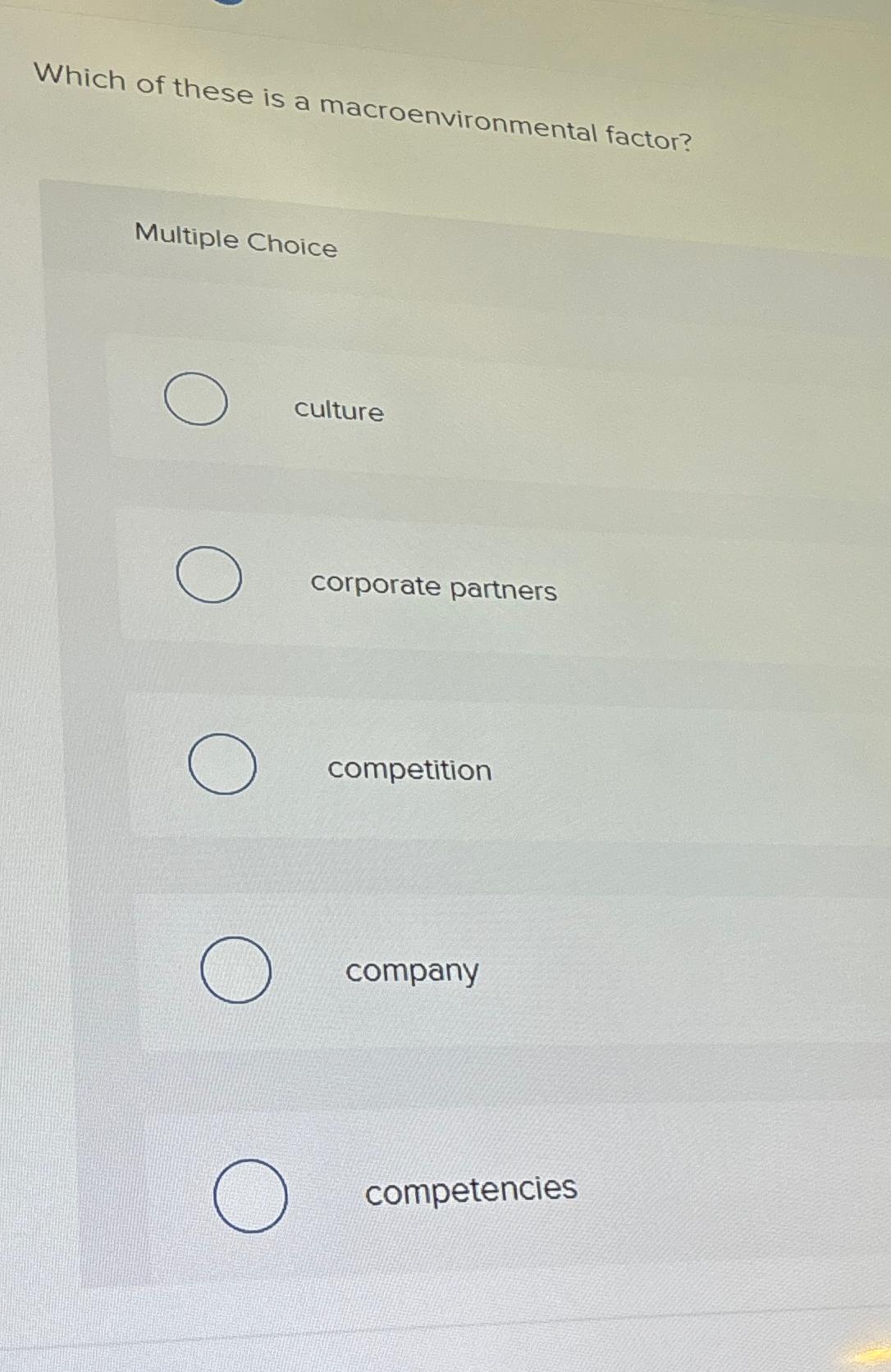 Solved Which Of These Is A Macroenvironmental | Chegg.com