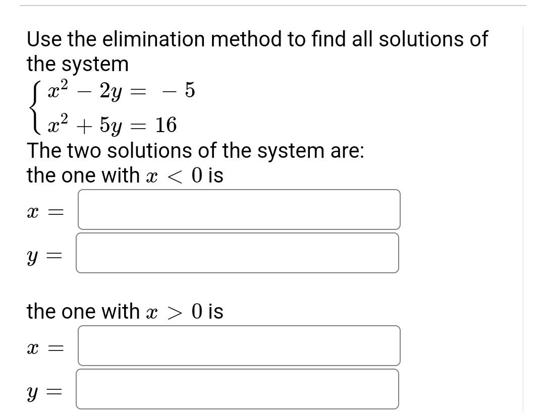 Solved Use The Elimination Method To Find All Solutions Of | Chegg.com