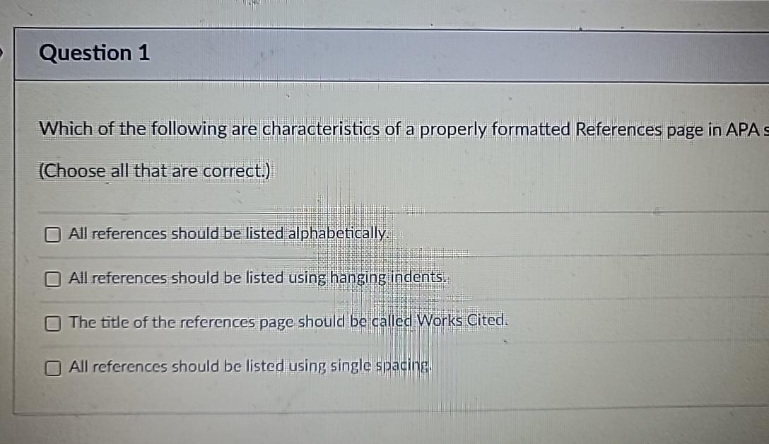 Solved Question 1Which of the following are characteristics | Chegg.com