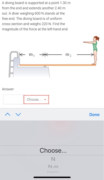 Solved A diving board is supported at a point 1.30 m from | Chegg.com