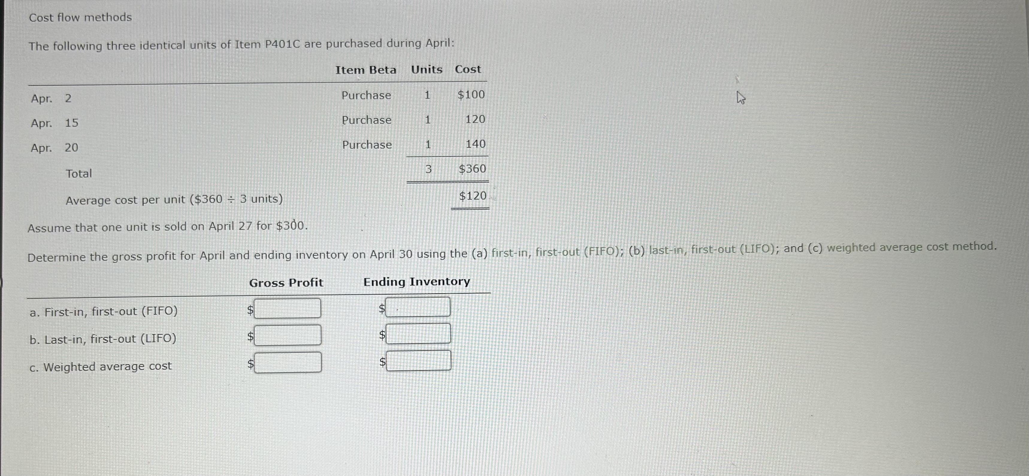 Solved Cost flow methodsThe following three identical units | Chegg.com