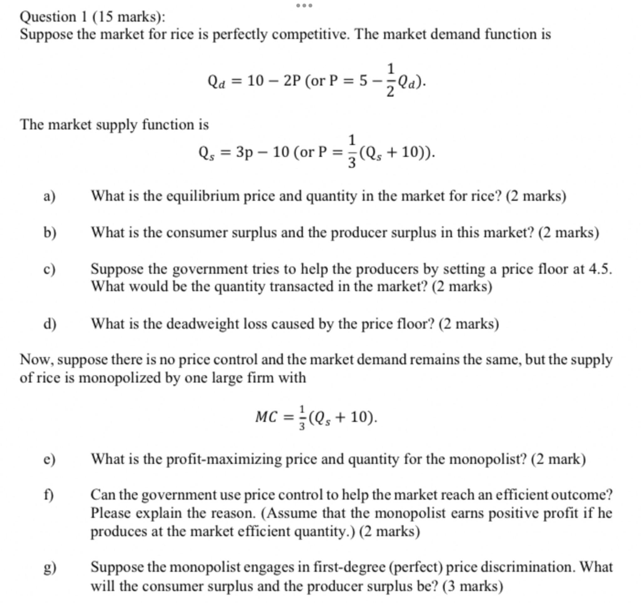 solved-question-1-15-marks-suppose-the-market-for-rice-is-chegg