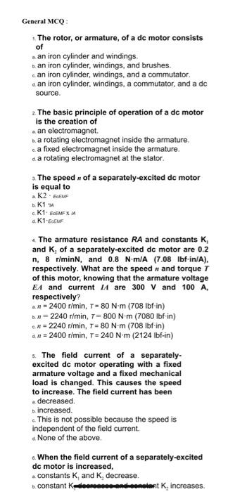 Solved 1. The rotor, or armature, of a dc motor consists of