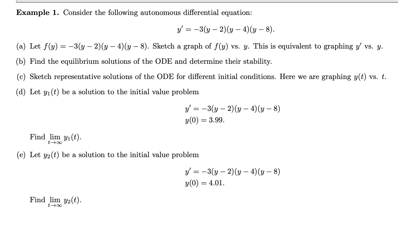 Solved Example 1. ﻿Consider the following autonomous | Chegg.com