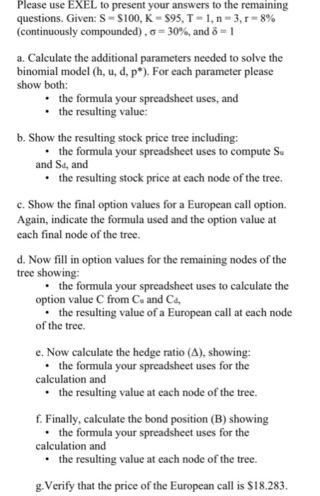 S Is The Stock Price C Is Prt Of The Binomial Mod Chegg Com