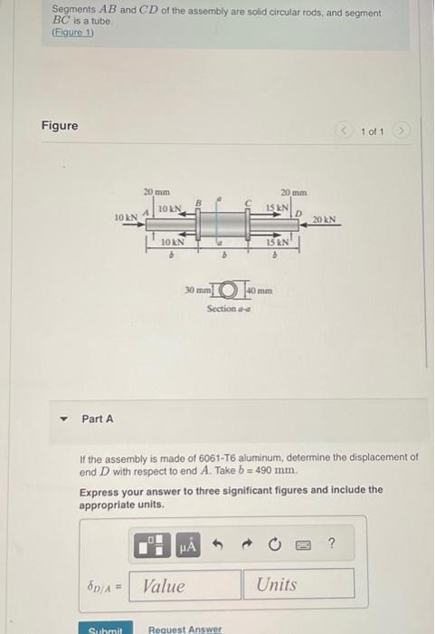 Solved Segments AB And CD Of The Assembly Are Solid Circular | Chegg.com