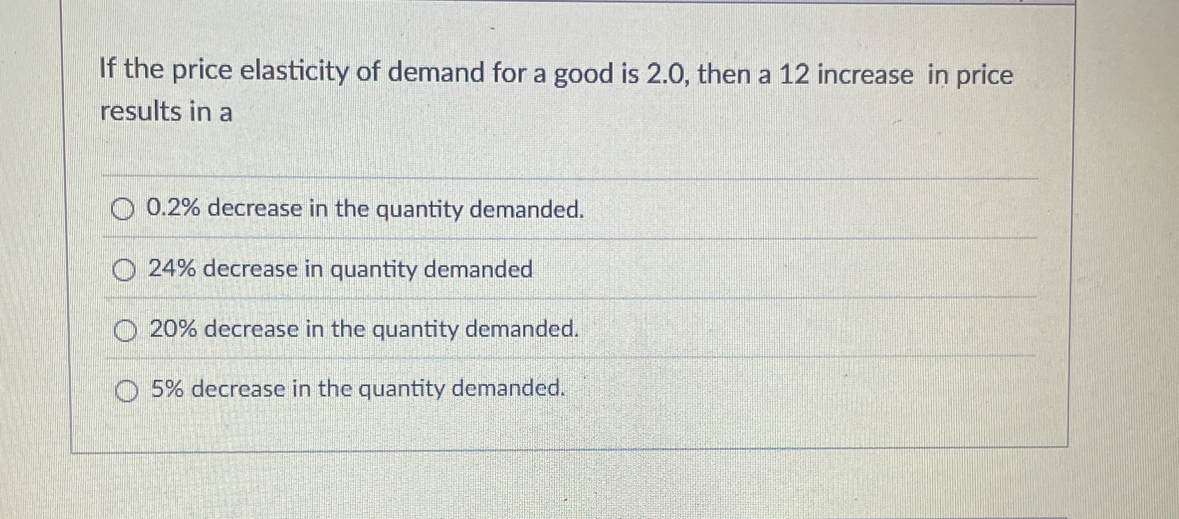 Solved If the price elasticity of demand for a good is 2.0 , | Chegg.com