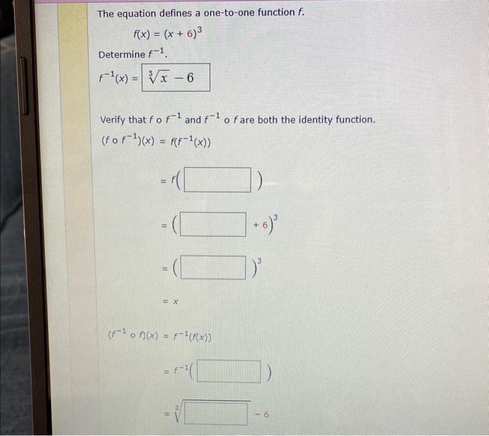 Solved The equation defines a one-to-one function f. | Chegg.com