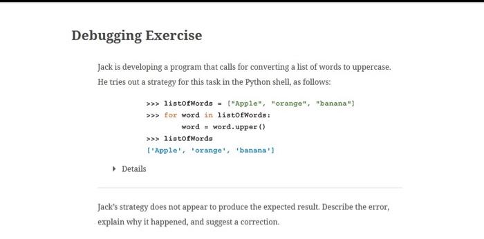 Solved Debugging Exercise Jack Is Developing A Program That | Chegg.com