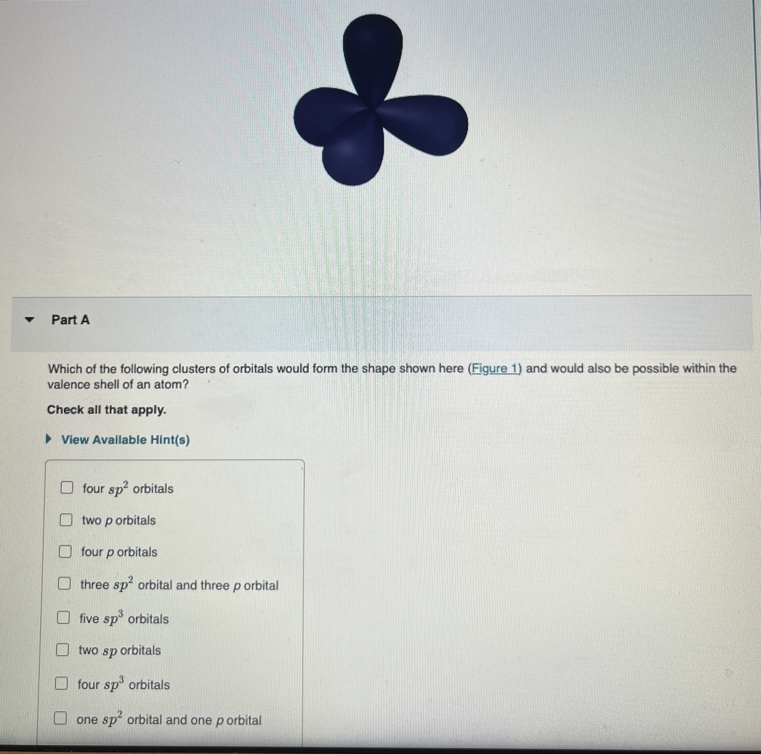 Solved By An Expert Part Awhich Of The Following Clusters Of Orbitals 