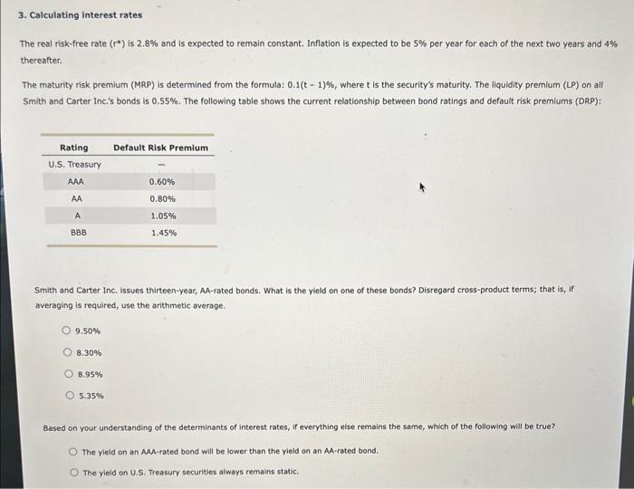 Solved 3. Calculating interest rates The real risk-free rate | Chegg.com