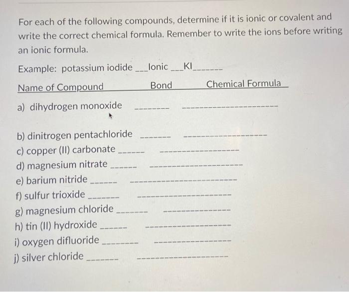 Solved For each of the following compounds, determine if it | Chegg.com