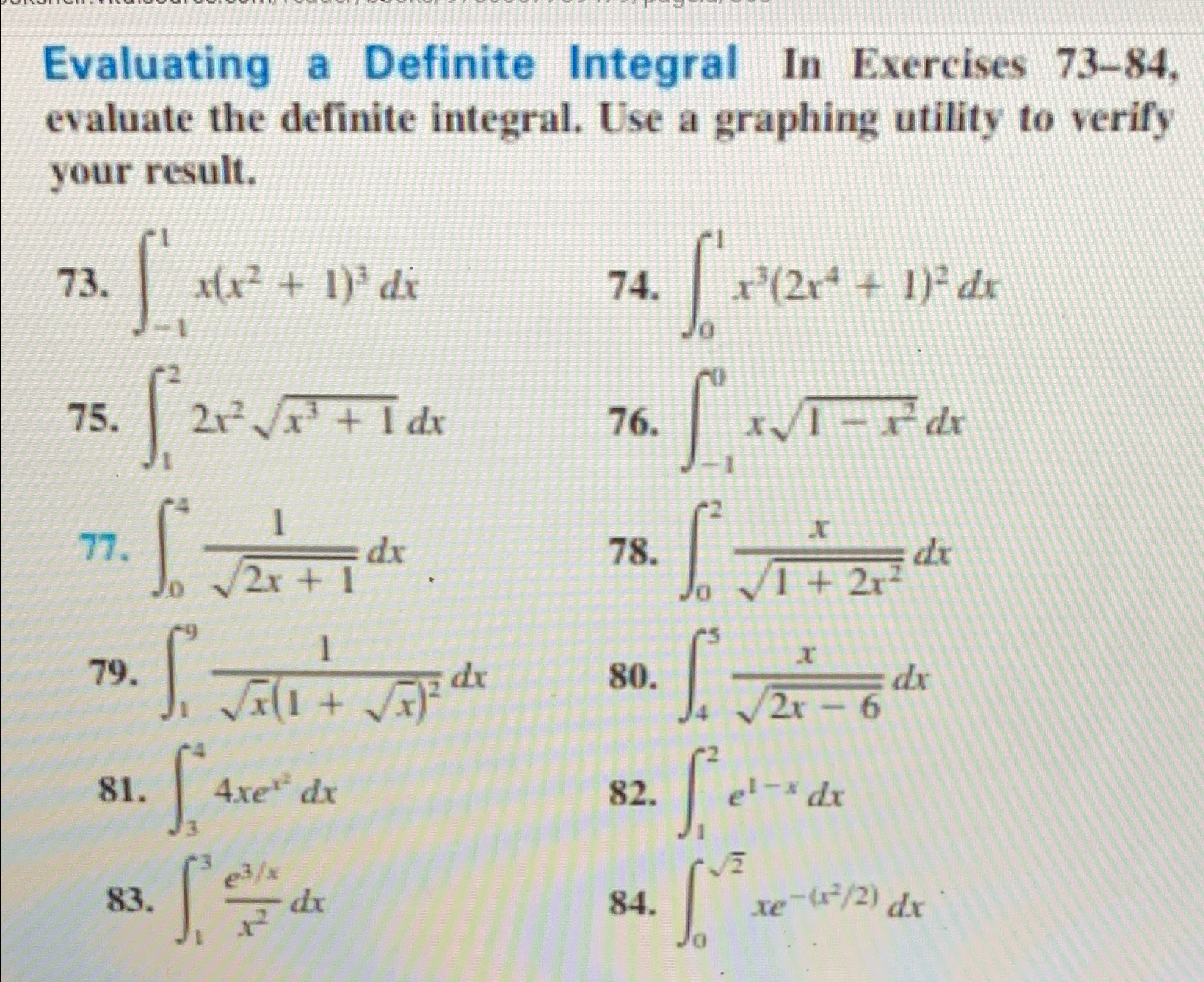 Solved Evaluating a Definite Integral In Exercises 73-84, | Chegg.com