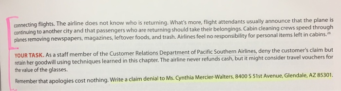 airline claim denial letter