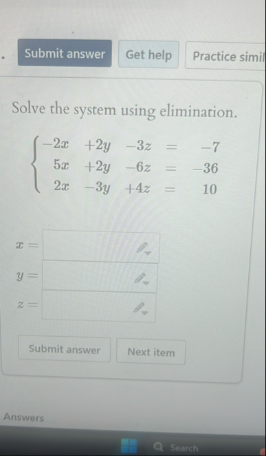 Solved Practice similSolve the system using | Chegg.com