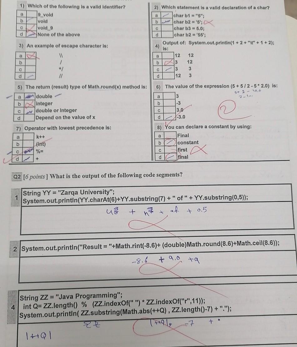 Solved 1) Which of the following is a valid Identifier? 2)