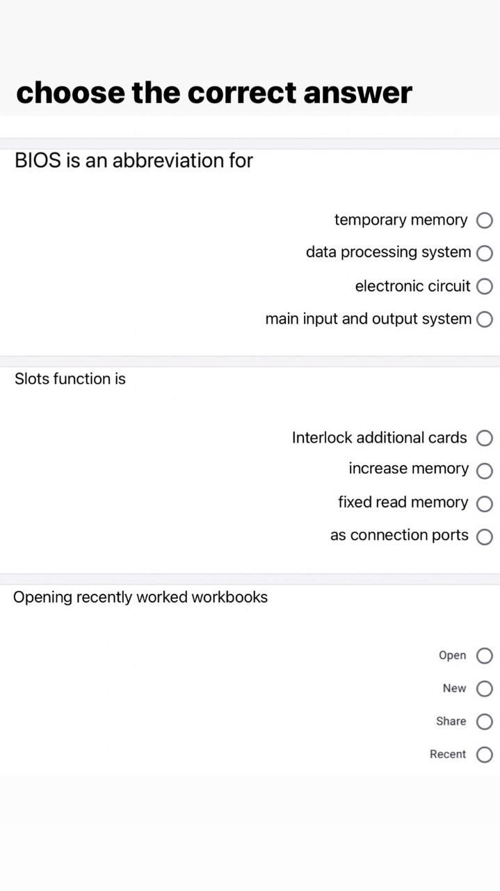 Solved choose the correct answer BIOS is an abbreviation for