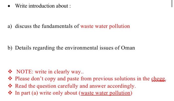 assignment water pollution introduction