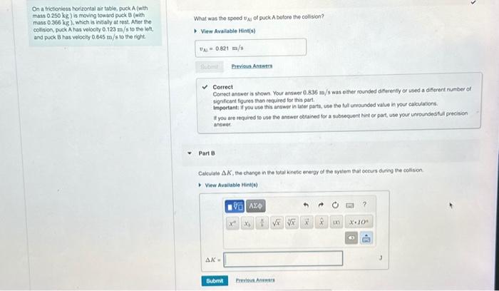 Solved On a trictionless horizontal air table, puck A (with | Chegg.com