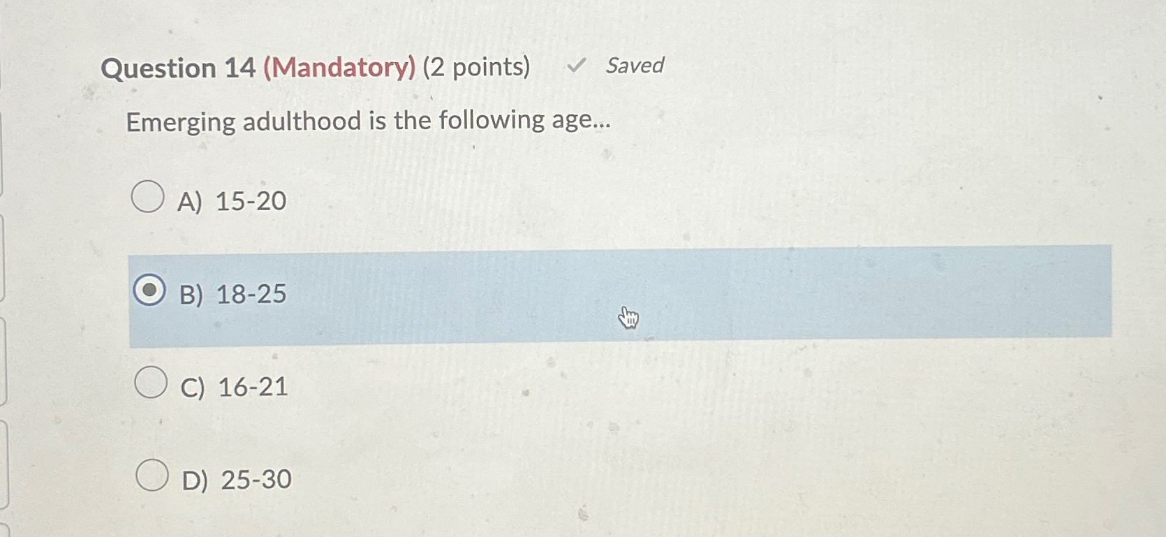 Solved Question 14 (Mandatory) (2 ﻿points) ﻿SavedEmerging | Chegg.com
