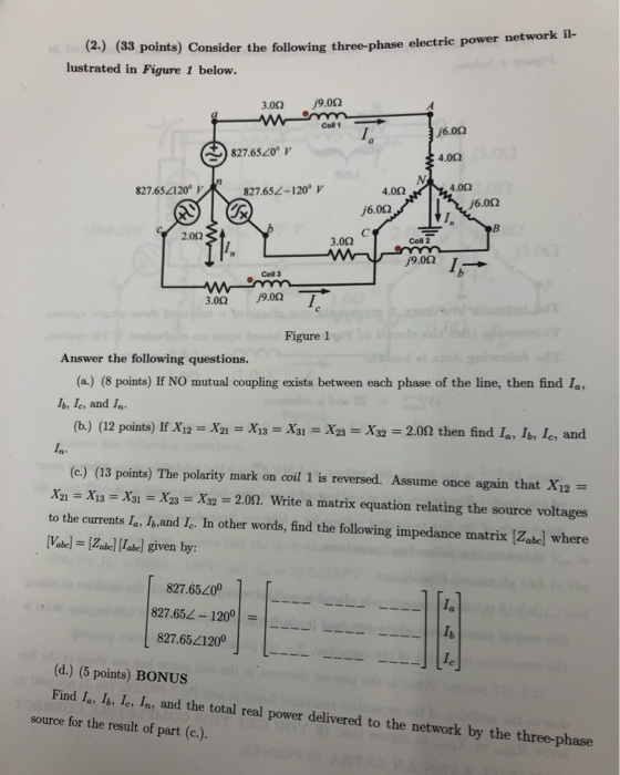Solved (2.) (33 points) Consider the following three-phase | Chegg.com