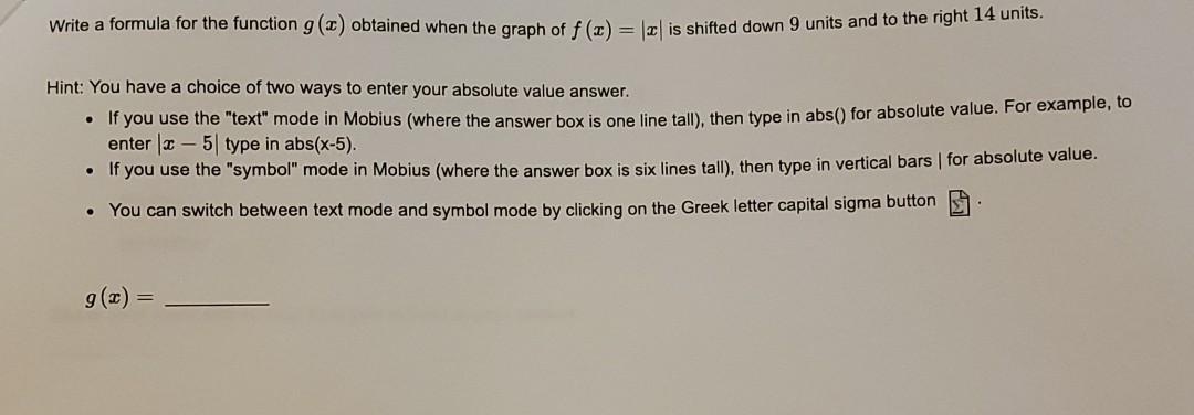 Solved Write a formula for the function g () obtained when | Chegg.com