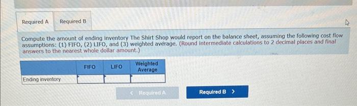 Solved The Shirt Shop had the following transactions for | Chegg.com