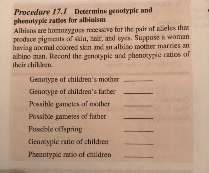 Procedure 17 1 Determine Genotypic And Phenotypic Chegg 