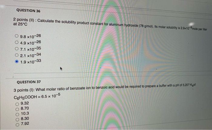 Solved QUESTION 32 2 points (1): A buffer solution after the | Chegg.com