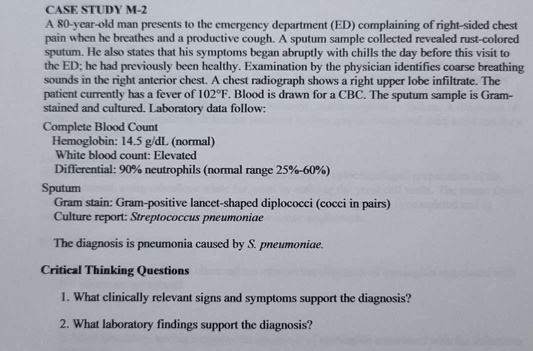 Solved CASE STUDY M2 A 80yearold man presents to the