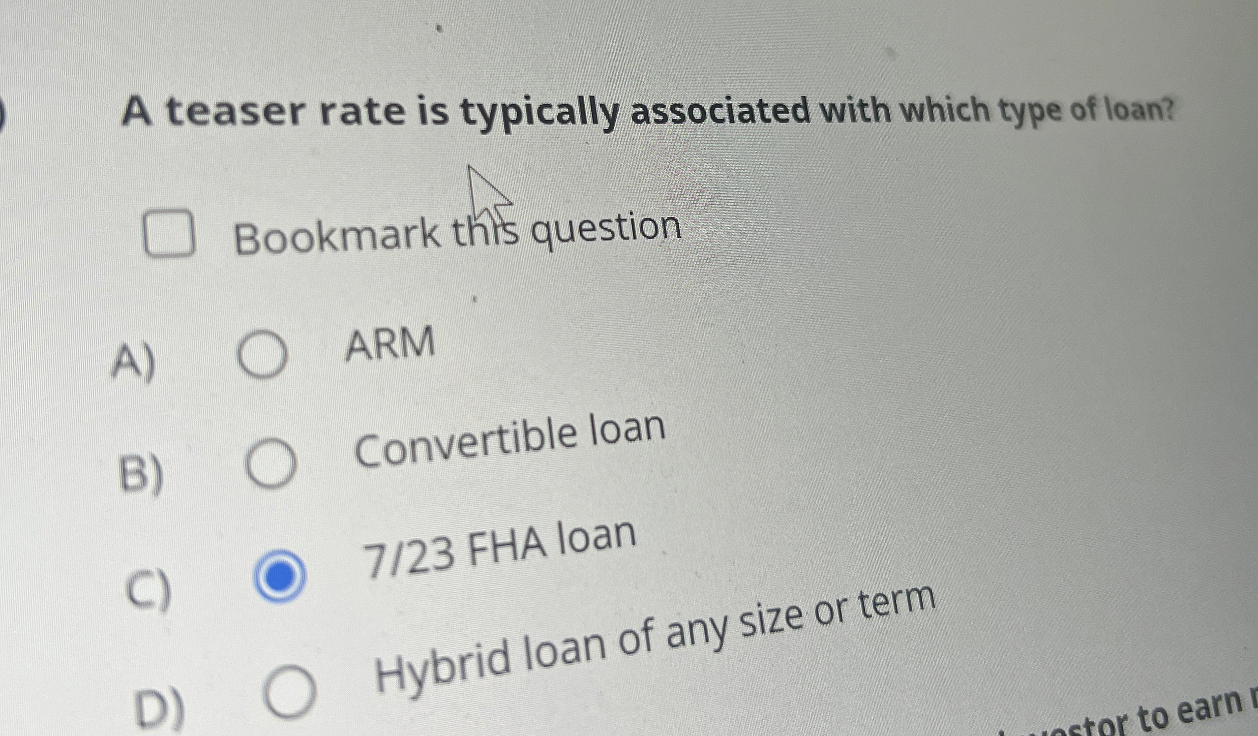 Solved A teaser rate is typically associated with which type
