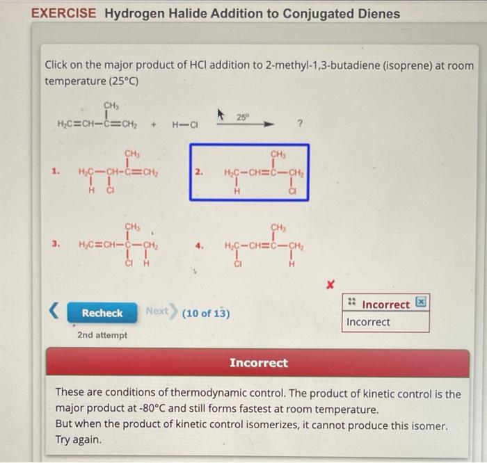 Solved Click on the major product of HCl addition to 2