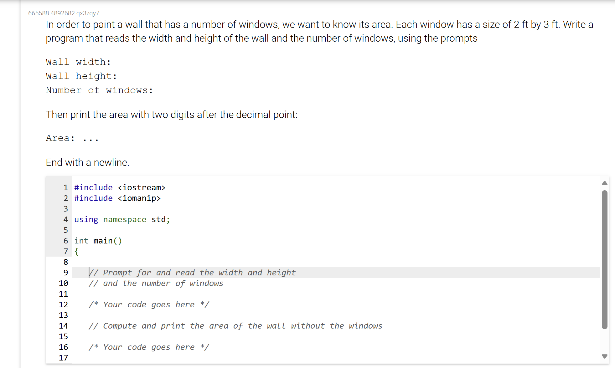 Solved ***C++*** In order to paint a wall that has a number | Chegg.com