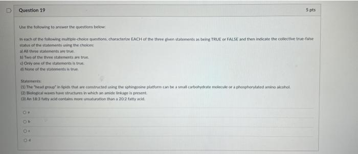 Solved Question 19 5 pts Use the following to answer the | Chegg.com