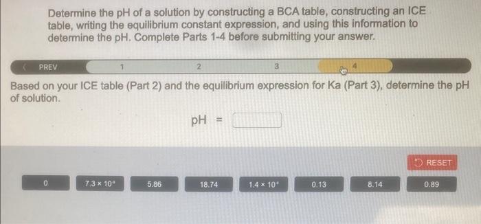 Solved Determine the pH of a solution by constructing a BCA | Chegg.com