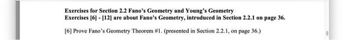 Solved Exercises for Section 2.2 Fano's Geometry and Young's | Chegg.com