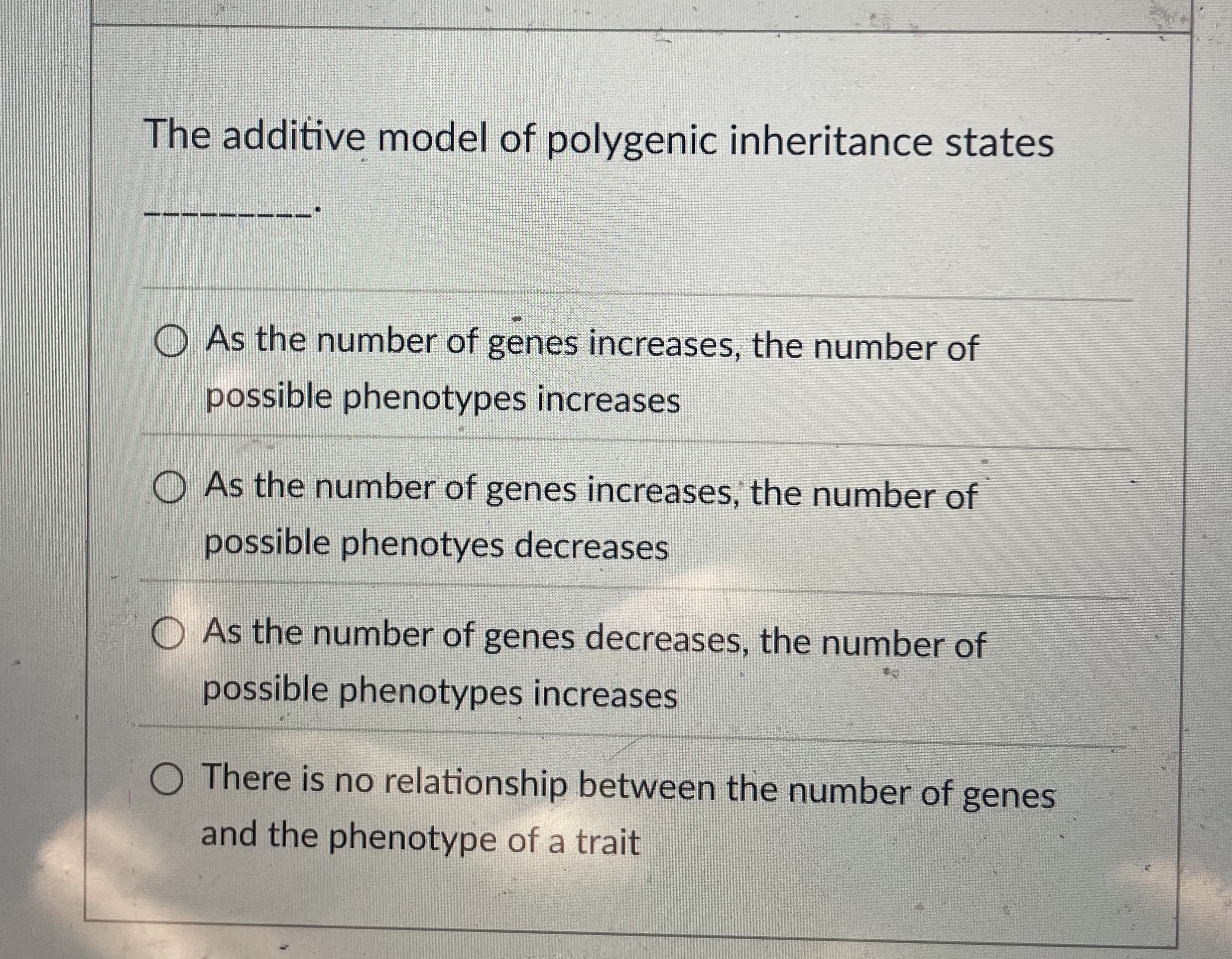 Solved The additive model of polygenic inheritance states | Chegg.com