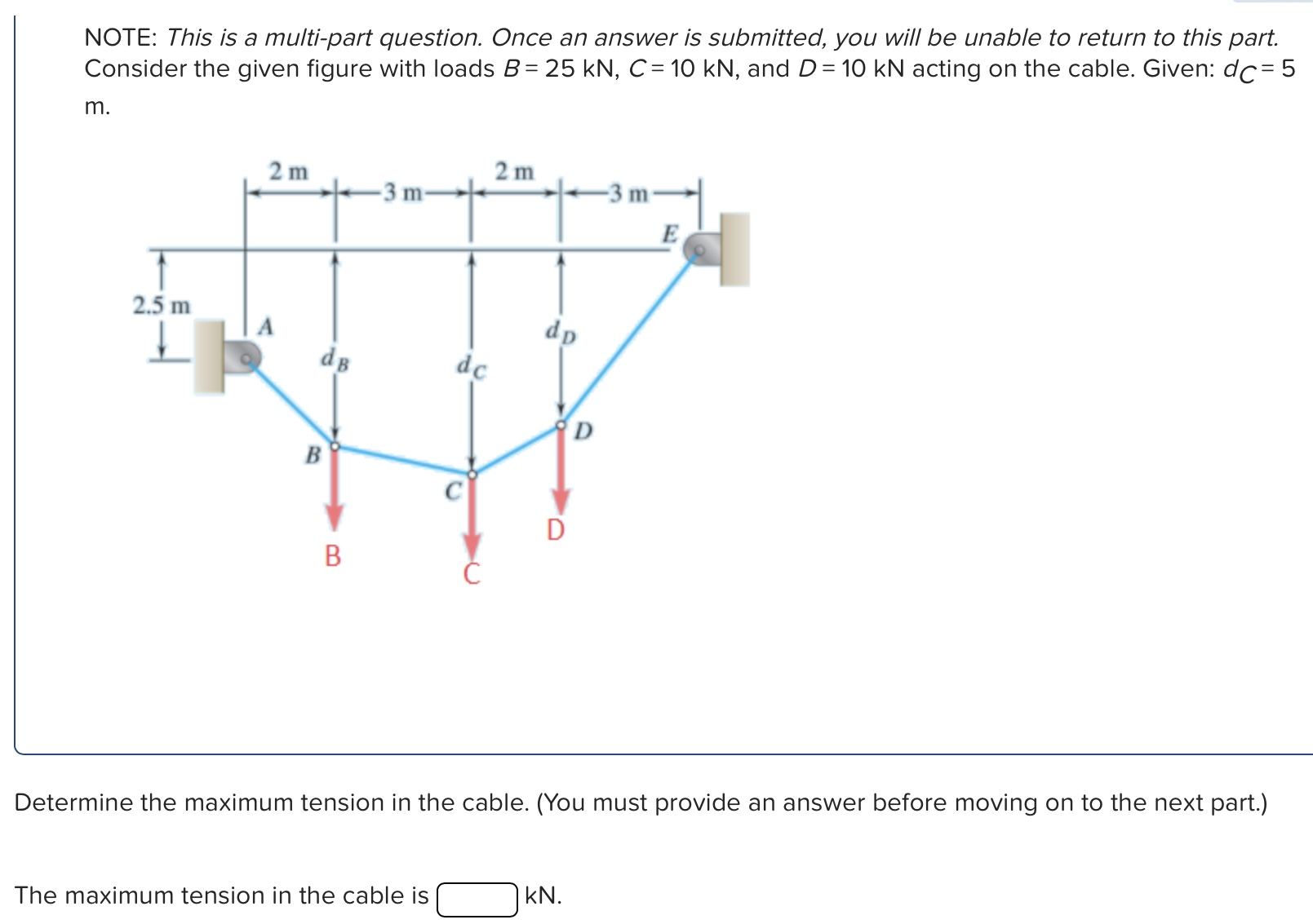 Solved Determine the maximum tension in the cable. (You must | Chegg.com