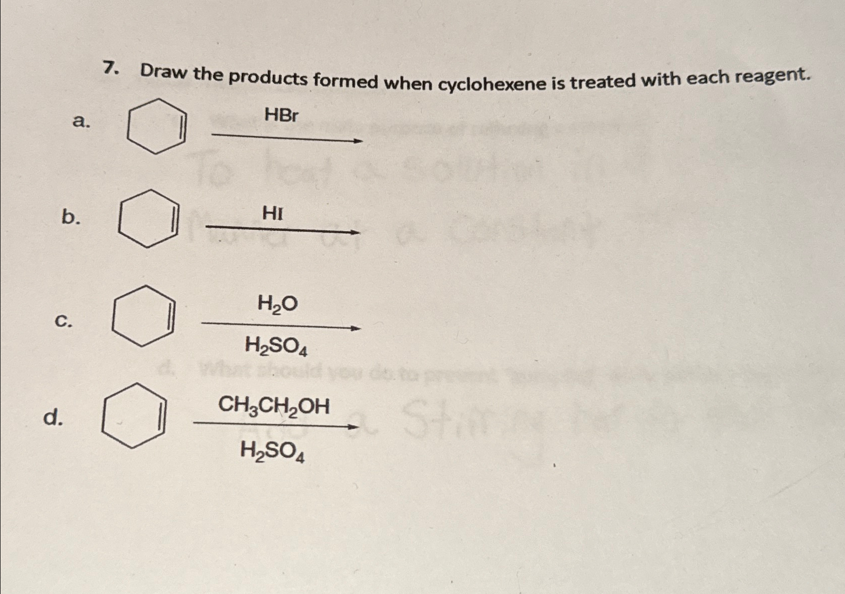 Solved Draw the products formed when cyclohexene is treated | Chegg.com