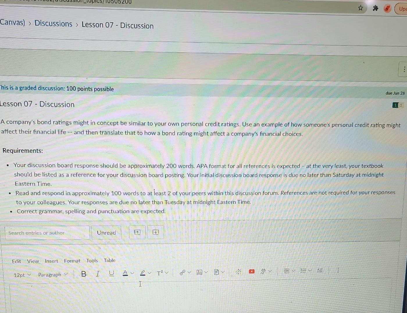 Solved Canvas Discussions Lesson 07 Discussion This Is 