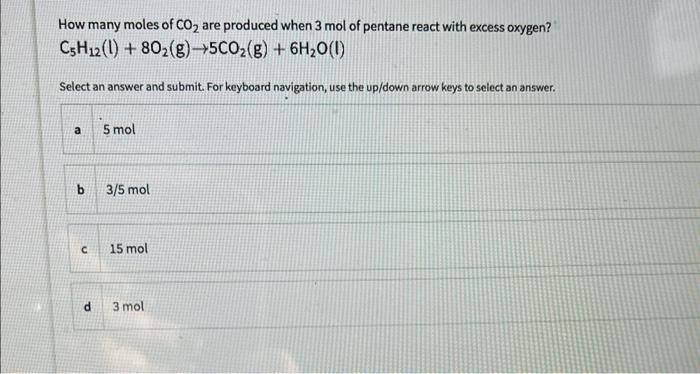 Solved How many moles of CO2 are produced when 3 mol of | Chegg.com