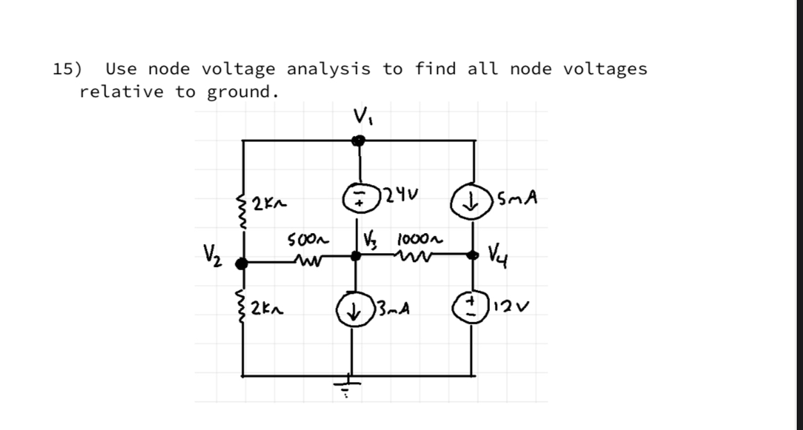 Use node voltage analysis to find all node voltages | Chegg.com